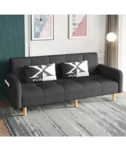 Karnak 2 Seater Sofa, Upholstered Couch for Living Room, Modern Sofa with Padded Cushion, Linen Tufting With Wooden Legs for Living Room Color (Grey)