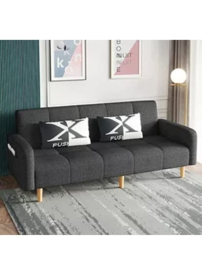 Karnak 2 Seater Sofa, Upholstered Couch for Living Room, Modern Sofa with Padded Cushion, Linen Tufting With Wooden Legs for Living Room Color (Grey)