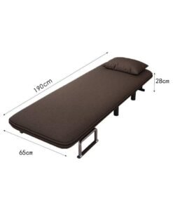 XiuWoo Convertible Chair Bed, Tri-Fold Sofa Bed with Adjustable Backrest & Pillow, Leisure Chaise Lounge Couch with Sturdy Steel Frame for Home & Office, Comfortable Sleeper Chair 65 * 190cm Coffee