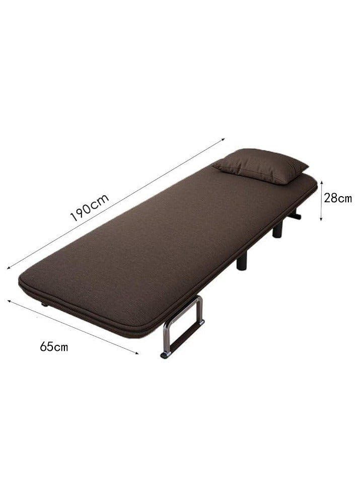XiuWoo Convertible Chair Bed, Tri-Fold Sofa Bed with Adjustable Backrest & Pillow, Leisure Chaise Lounge Couch with Sturdy Steel Frame for Home & Office, Comfortable Sleeper Chair 65 * 190cm Coffee