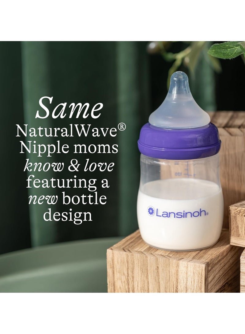 Lansinoh Baby Bottles for Breastfeeding Babies, 160 ml, 3 Count, Includes 3 Slow Flow (Size 2S) - Image 2