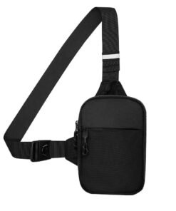 VIUAUAX Small Sling Bag for Men Waterproof Crossbody Fanny Packs Purses Chest Bags with Adjustable Shoulder Belt for Travel Sport Camping(Black)