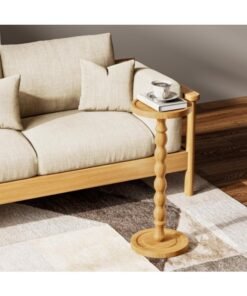 BaytEasy Natural  Round Side Table | Coffee Table, Sturdy Wooden Base, Wood Finish, Perfect for Living, Bedroom or Office Decoration, Simple Design (Natural, 9.4"W×23.8"H)