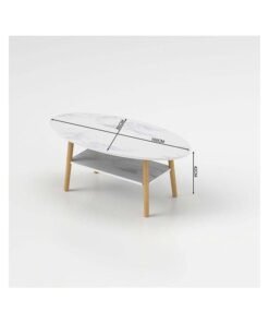 DANUBE HOME Freya Coffee Table Multifunctional Living Room Desk Space Saving Center Table Modern Design Furniture For Home Living Room L 100 x W 50 x H 42 cm White - Image 4
