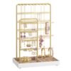 SONGMICS Jewelry Holder, Jewelry Organizer, Jewelry Display Stand with Metal Frame, Velvet Tray, Necklace Earring Bracelet Holder, for Studs, Rings, Gift Idea, Pale Gold