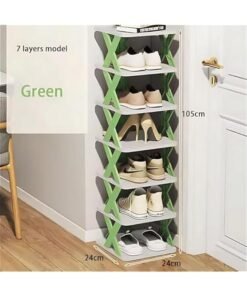 Alternative view of MIXDE Entryway Multi-layer Shoe Rack Organizer Simple Easy To Assemble Household Foldable Plastic Shoes Holder (Green, 7 Layers)
