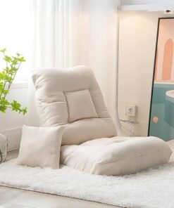 WALALLA 2 Pack Adjustable Fireside Chair, Foldable Lazy Floor Sofa, Armless Accent Bean Bag Couch, Lounger Memory Foam Chair, Corner Chair, Tatami Sofa with Throw Pillow, 5-Position Adjustable Backrest