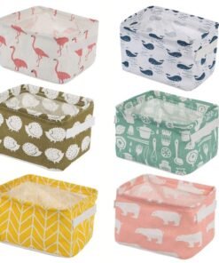 PALAK (Pack of 8 Foldable Multipurpose Storage Box Small Canvas Fabric Organizer Baskets for Organizing, Storage Box with Handles Boxes for Wardrobe (Multi) polyethylene, Rectangular (Pack of 8)