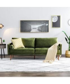 Karnak Brooklyn Leather 2-Seater Velvet  Sofa Set Modern Design Sofa For Living Room Color (Green)
