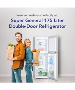 SUPER GENERAL 175 Liters Gross Compact Double Door Refrigerator-Freezer, Reversible Door, Tropical Compressor, 48 X 53 X 115 Cm, 1 Year Warranty 415 W SGR175H White