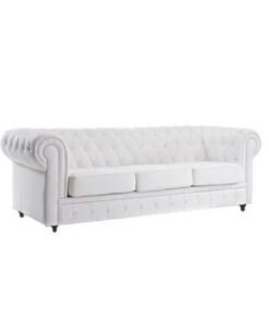 Maharat Al Bahar 3-Seater Chester Hill Velvet Sectional Sofa, White 210x80x90
