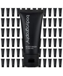 world amenities Bodyography Bulk Body Wash | 50 Count 1.4Oz | Lavender Peppermint Mini Travel Size Toiletries (100% Recyclable Tube With Flip Top Cap) Hotel Amenities.