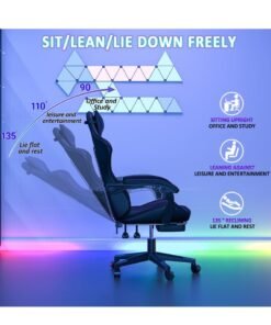 JANTENS Gaming Chair For Home and Office Ergonomic Chair for Adults High Back Reclining Function Computer Office PC Leather Chair Height and Angle Adjustable Neck and Lumbar Support Video Game Chair