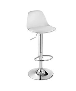 MAPLE HOME DECORATION Maple Home Swivel High Chair Bar Stool Adjustable Up Down Stainless Steel Base Office Restaurant Furniture(White-1Pcs)