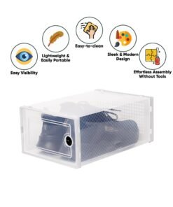 Alternative view of 12 Pack Plastic Stackable Shoe Box Foldable Display Box Container