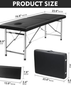 Alternative view of SKY-TOUCH Portable Massage Bed : Foldable Massage Tables with Pillow SPA Bed with Stainless Steel Frame 2 Fold Black for SPA Salon Tattoo Massage Therapeutic Treatment Black