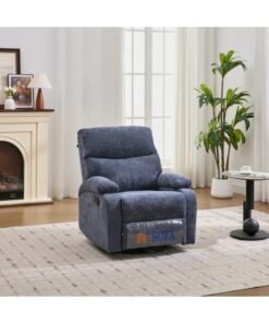 1 Seater Fabric Recliner Modern Design One Seat Relaxing Chair Living Room 360 Degree Sofa Furniture 83x90x100cm Blue