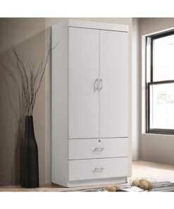 DANUBE HOME Sante 2 Door + 2 Drawer Wardrobe For Hanging Clothes Extra Sturdy Rack Storage Organiser Modern Design Space Saving Cabinets For Bedroom L 80 x W 42 x H 181 cm White