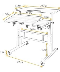 Alternative view of SKY-TOUCH Mobile Standing Desk, Height Adjustable Sit Stand Mobile Laptop Computer Tablet, Home Office Desk With Wheels For Computer Workstation, Black