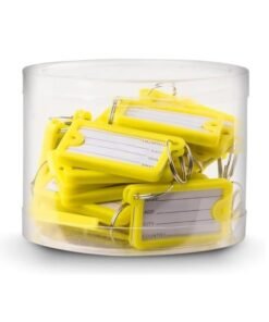 Rubik Large Plastic Key Tags with Labels 30pcs Pack, Durable Key Rings with Labels For Keys Identification, Luggage, Hotels (Yellow)