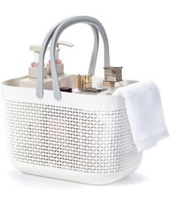 Garlo Shower Caddy Basket Tote for College Dorm Room Essentials, Plastic Storage Basket with Handles Portable Organizer bins for Kitchen Bathroom Bedroom Toiletry Laundry Garden Pool Beach