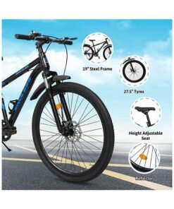 ENDLESS High Carbon Steel Mountain Bike|18 Inch Frame Size | 27.5 Inch Wheel Size | Single Speed | Dual Disc Brakes | Bike For Men & Women | Black Blue Color - Image 3