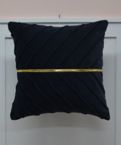 DANUBE HOME Gleam Velvet Cushion Decorative Sofa Throw Pillow Covers Luxury Style Cushion Case Pillow With Golden Tape Black 45X45Cm