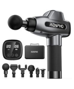 RENPHO Percussion Massagegun, Professional Powerful Quiet Deep Tissue Massager, 20 Speeds, Electric Massagegun With Case, 6 Massage Heads