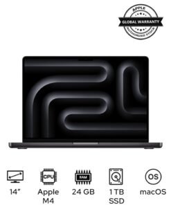 Apple MacBook Pro MX2J3 Liquid XDR Retina 14-Inch Display, M4 Pro Chip 14-Core CPU 20-Core GPU Processor/24GB RAM/1TB SSD/macOS(International Version) English Space Black