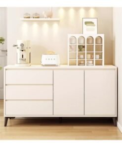 Alternative view of Storage Cabinet, Free Standing TV Cabinet with Drawer, Home Sideboard Cabinet, Entryway Console Cabinet Accent Table for Bedroom Hallway Dining Room, 140*40*75cm (DSG044, White)