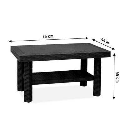 Doublex Rectangular Rattan Table (Dark Brown) – 85×55×45 cm