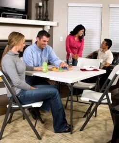 Lifetime 37 Inch Square, Fold In Half Table, Light Commercial, White Granite Colour, LFT-80100 - Image 5