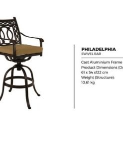 Swivel Bar Chair -Philadelphia Style-61x54x122Cm-Aluminum-1Year