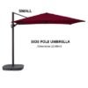 Aluminum & Steel Parasol- Mini Roma turning 360˚-197×48×8-1 year Warranty