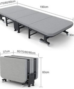 Harmony Home Premium Folding Guest Bed - 4-Fold Portable Single Sleeper with Rigid Sponge Design, Universal Wheels, Heavy Duty Metal Frame & Adjustable Headrest (Single : 190x80 cm)