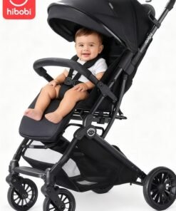 hibobi Premium Travel Stroller with Shock Absorption, One-Hand Quick Fold, 5-Point Harness, Adjustable Reclining Seat & Canopy, All-Terrain Travel Pushchair for Infant and Toddlers