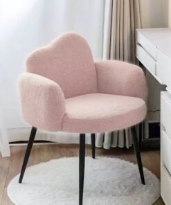 fashionhome Modern Minimalist Design Single Sofa Comfy Fluffy Vanity Chair Elegant Makeup Desk Chair Ergonomic Backrest Dinning Chair with Armrests for Bedroom Living Room 45x47x81 cm