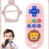 Sharpdo 2 Pieces Teething Toys for Babies, Baby Teether Chew Toys with Remote Control and Mitten Shape for Teething Relief, BPA Free