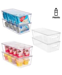 Vtopmart 6-Pack Clear Storage Bins with Lids & Handles, Stackable Plastic Organizer Containers for Toy, Craft, Closet Organization - Easy-Carry Design Saves Space
