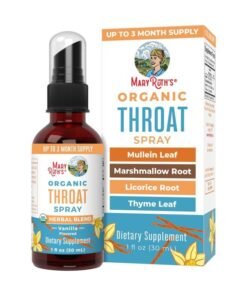 MaryRuth Organics USDA Organic Throat Spray with Mullein Leaf | Marshmallow Root & Licorice Root & Thyme Leaf | Vanilla | 4 Herbal Blend | Non-GMO | Vegan | Gluten Free | 1 Fl Oz | Up to 100 Servings