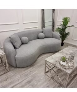 Wooden Twist Boucle Fabric Modern 3 Seater Sectional Sofa