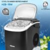 HICON Automatic Ice Maker, 15kg 24hrs Ice Production, Round lce Cube Shape,1.3 Liter Capacity With 6-13mins Ice Making, LED Display 6.2kg 110W for Home Kitchen, Bars, Coffee Shops, Restaurant HZB-16M-Black