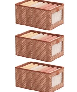 Magic Park 3 Pieces Foldable Closet Storage Organizer Closet Storage Bin with Carrying Handles Washable Closet Storage Box for Clothes Wardrobe Home Bedroom