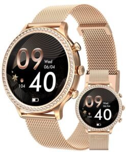 RollsTimi  Women's Exquisite Bluetooth Smartwatch, 1.32-Inch Full Screen Touch, Answer/Make Calls, Exercise Sleep Heart Rate Monitoring, IP67 Waterproof RT-i70