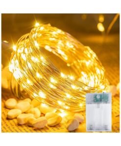 Chocisong 50LEDs Eid Fairy Lights, 5M Fairy Lights, Silver Wire, Battery Operated, 2 Modes, for Eid Party Home Decoration (Warm White)