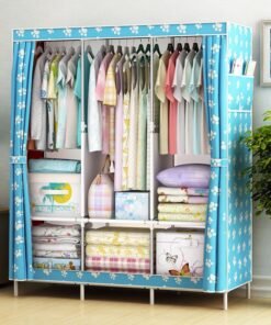 Simple Wardrobe Fabric Steel Frame Single Double Cloth Wardrobe Storage Simple Modern Economical Bedroom Assembled Wardrobe