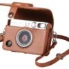 VKL Case for Fuji Mini EVO,Camera Case Compatible for Fuji Mini EVO Camera with Adjustable Shoulder Strap in Brown Lychee Texture Horizontal Style