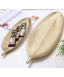LINGWEI Wooden Leaf Shaped Serving Tray set of 2 Pieces Fruit Plate Snack Tray Dinner Plate Candy Dish Wooden Storage Plates Snack Appetite Platter Serving Tray - Image 3