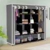 GTC 12 Shelves Fancy Layer Collapsible Wardrobe Portable Almirah Foldable Racks for Clothes Cupboard Cloth Organizer Non Rustable Iron and PP Plastic (Self Assemble) (88170) (Grey)