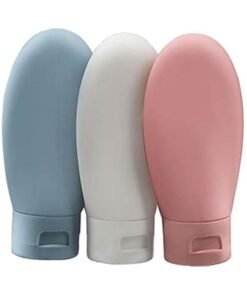 bizwiz Travel Toiletry Kit Bottle, 3 Pcs Leak Proof Refillable Squeezable Containers Set(60 Ml) With Label And Transparent Carry Bag For Liquid Shampoos, Soap And Toiletries. (Multicolor)